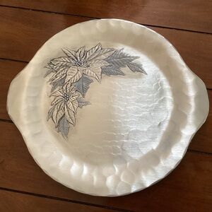 Wendell August Forge, handmade aluminum tray with poinsettias